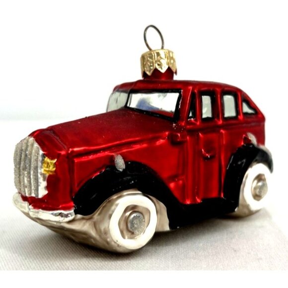 Christopher Radko Christmas Ornament 1998 Red Holiday Tour Car Glass 4" - Picture 1 of 9